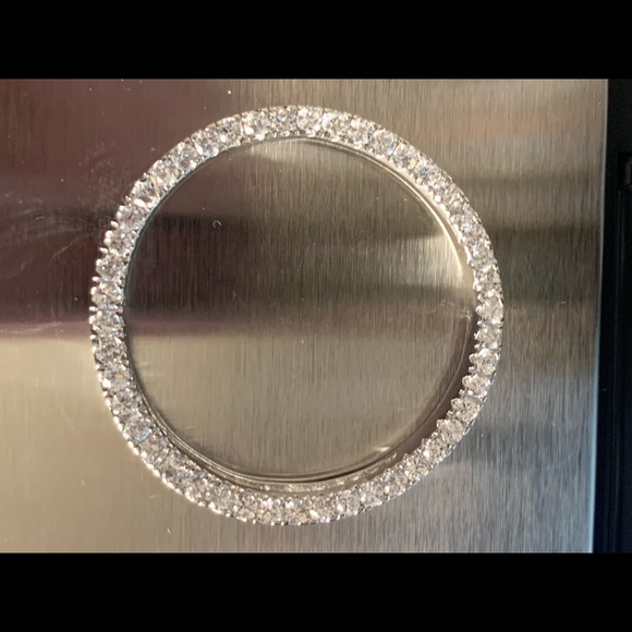 NEW Sterling Silver .925 CZ Women’s round circle of life Pendant 1.5” diameter - Picture 4 of 14